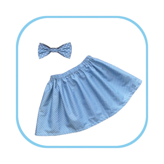 Blue Polka Dot Skirt and Bow Set Age 3-4 years