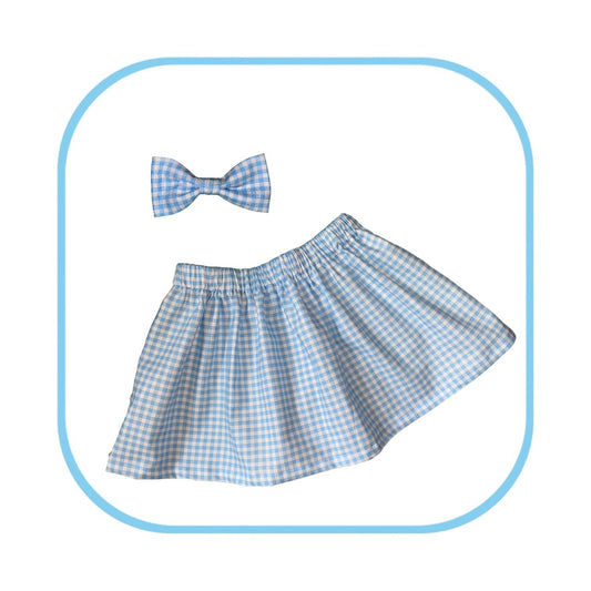 Blue Gingham Skirt and Bow Age 6-12 months