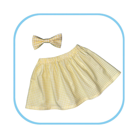 Yellow Gingham Skirt and Bow Age 3-6 months