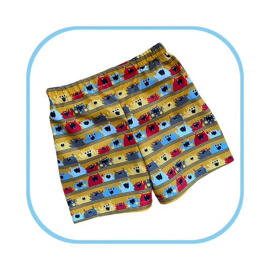 Monsters on Mustard Boys Shorts age 0-3 months