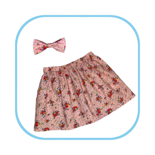 Vintage Floral Skirt and Bow Set Age 3-4 years