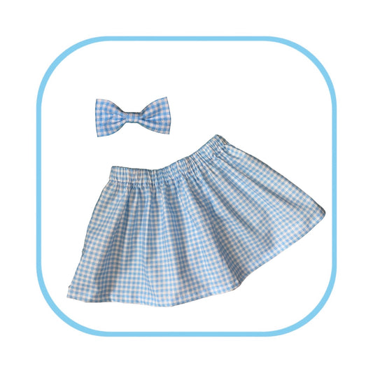 Blue Gingham Skirt and Bow Age 3-6 months